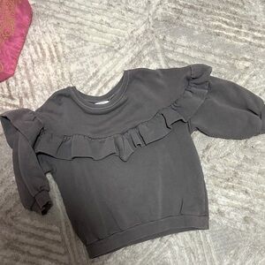 Zara Charcoal Ruffled Kids Sweatshirt